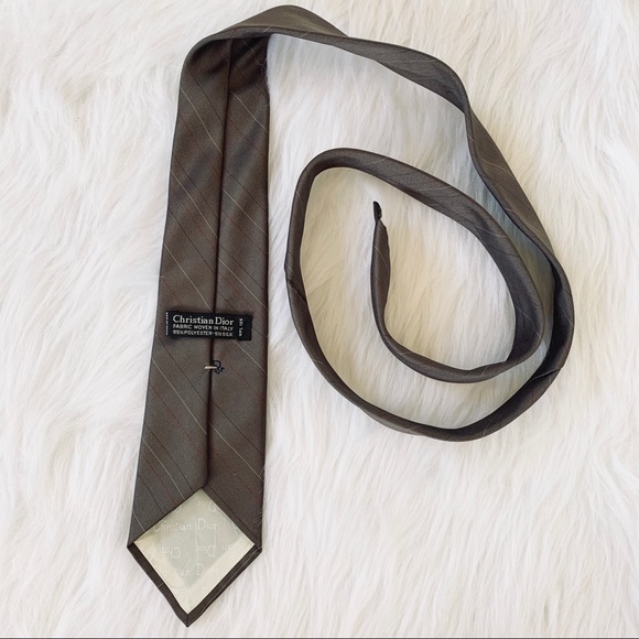 Christian Dior Silk Striped Logo Neck Tie - Picture 2 of 5